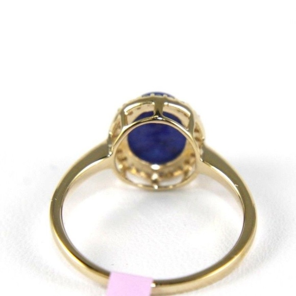 Oval Blue Lapis Lazuli & Diamond Ring 14k WG 1.10C - Picture 3 of 3